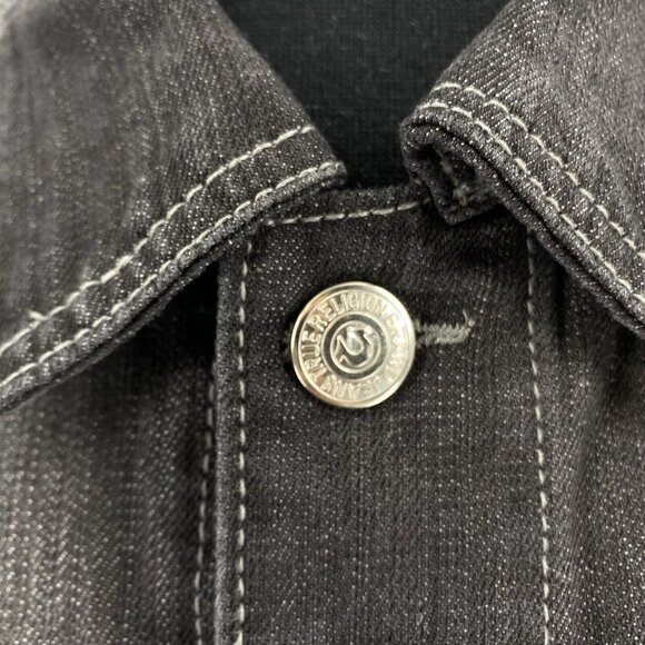 NWT True Religion Denim Jacket Jimmy 1971 Western Mens XXL Black Jeans MSRP $382 - Picture 5 of 16